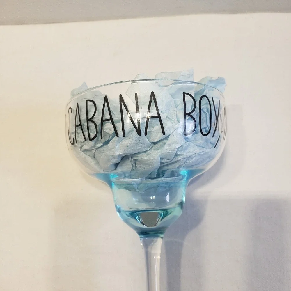 Mud Pie Margarita Glass Set Blue Gold Toes In Sand Cabana Boy